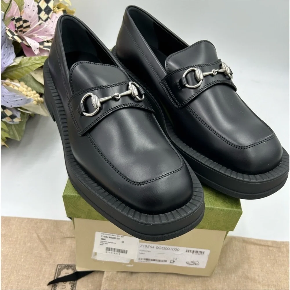 Men’s Gucci, leather chunky horse bit loafers size 12 made in Italy
